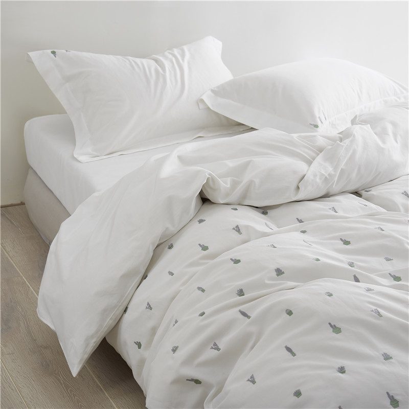 Cactus White Duvet Cover Set