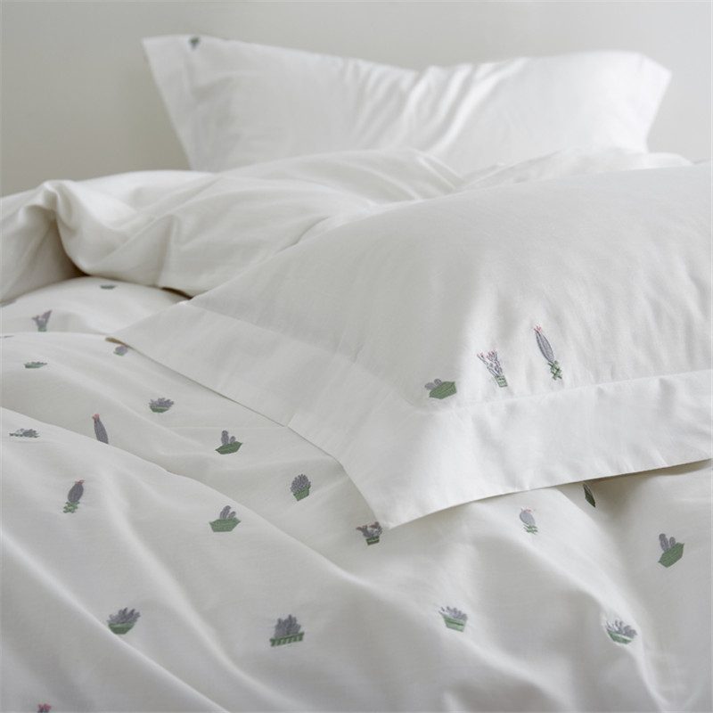Cactus White Duvet Cover Set