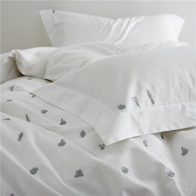 Cactus White Duvet Cover Set