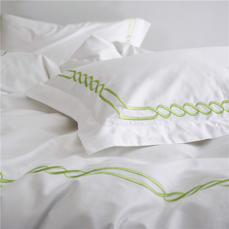 Light Green Embroidered Hotel Bedding Set