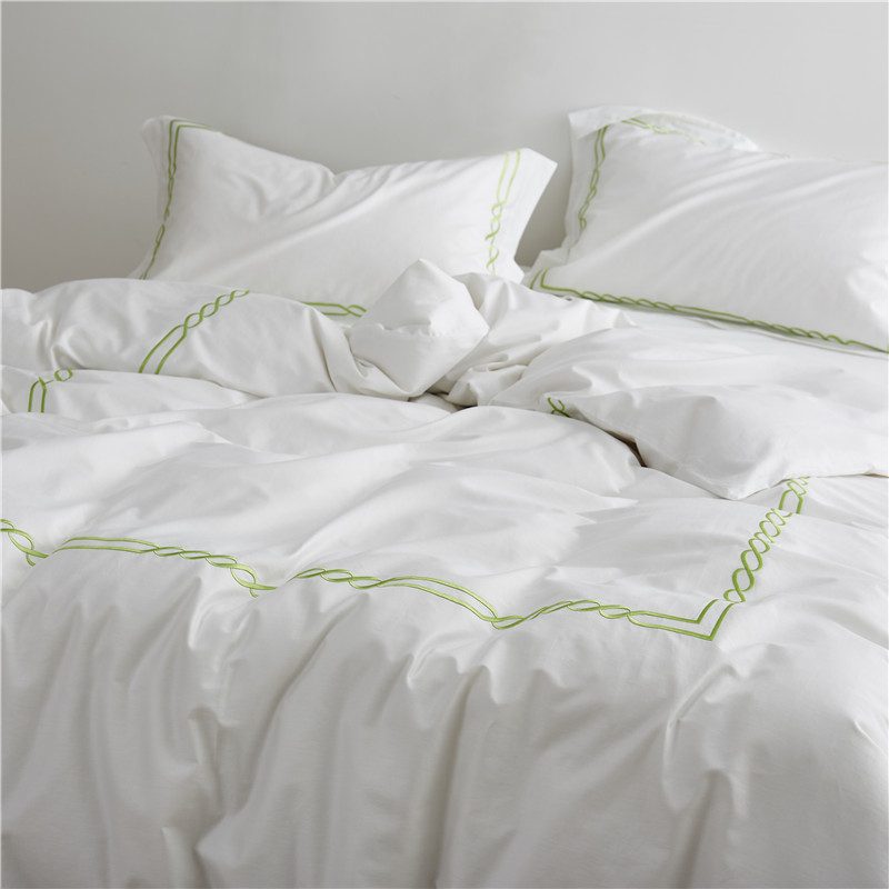 Light Green Embroidered Hotel Bedding Set