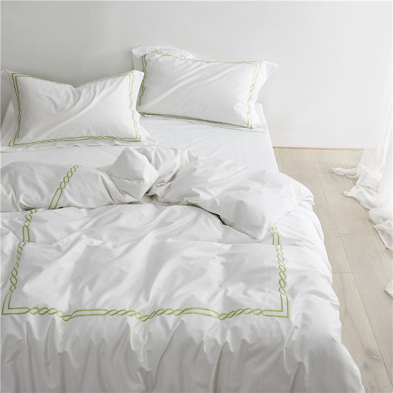 Light Green Embroidered Hotel Bedding Set