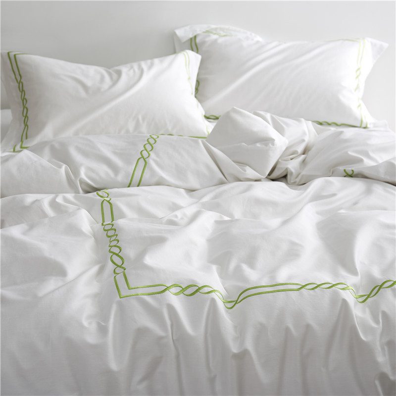 Light Green Embroidered Hotel Bedding Set