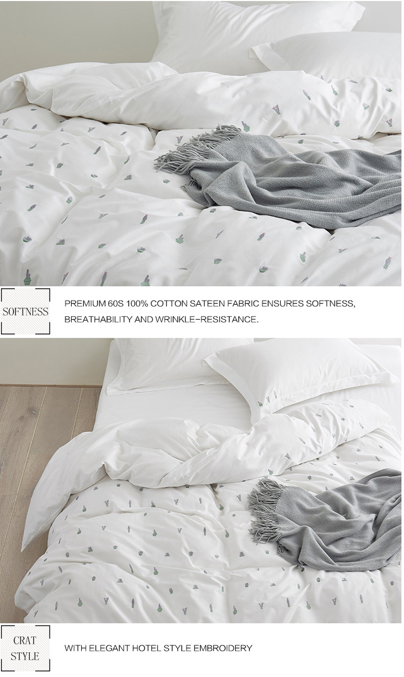 Cactus White Duvet Cover Set