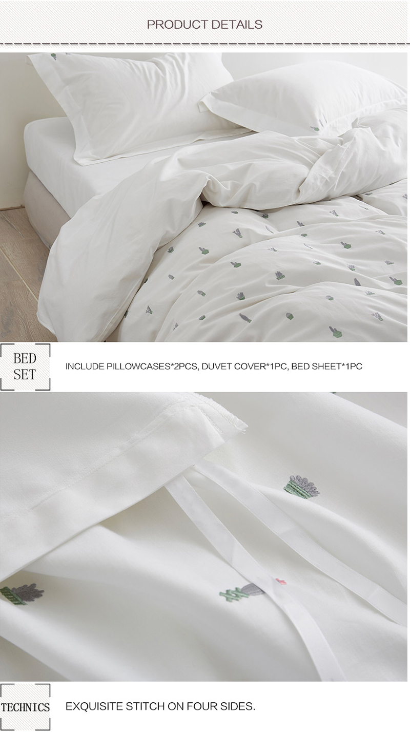 Cactus White Duvet Cover Set