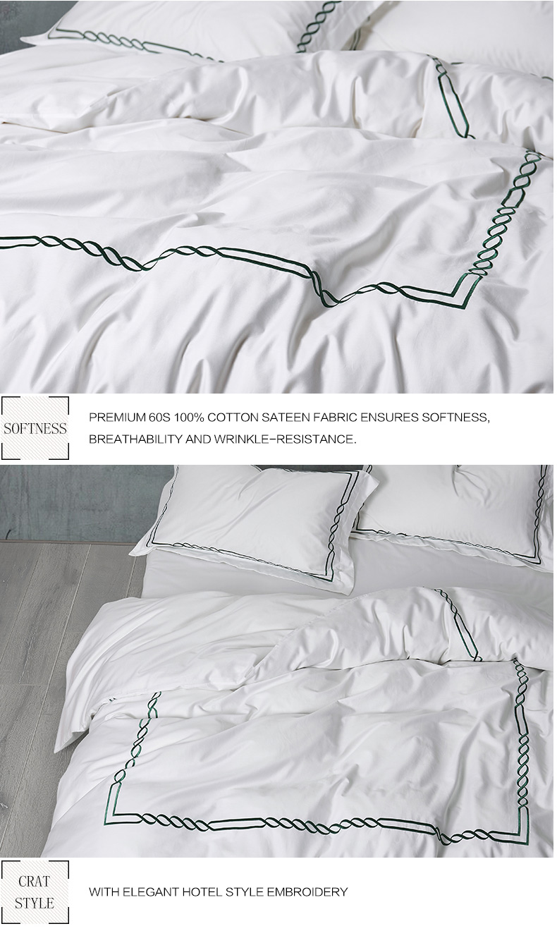 Light Green Embroidered Hotel Bedding Set