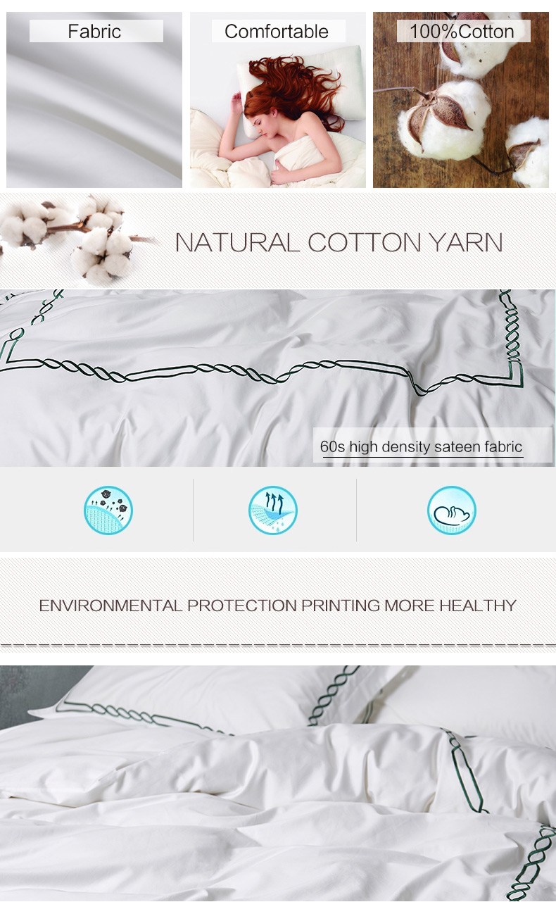 Light Green Embroidered Hotel Bedding Set
