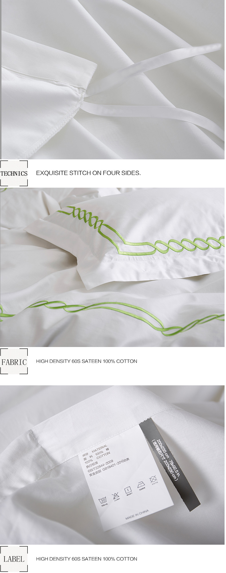 Light Green Embroidered Hotel Bedding Set