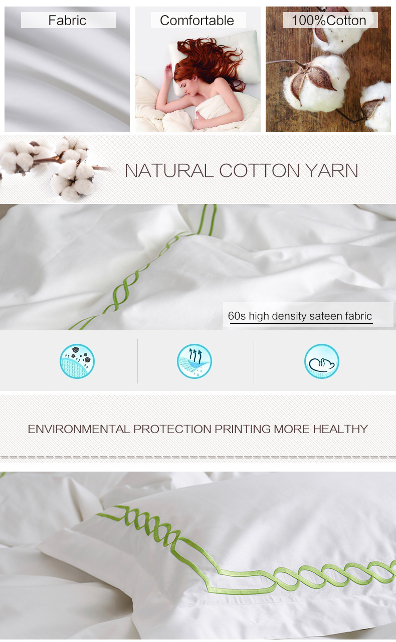 Light Green Embroidered Hotel Bedding Set