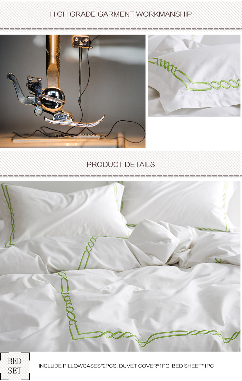 Light Green Embroidered Hotel Bedding Set